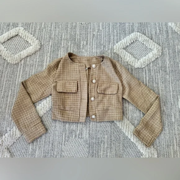 Women’s two piece tweed cropped blazer and skirt set - Picture 2 of 5